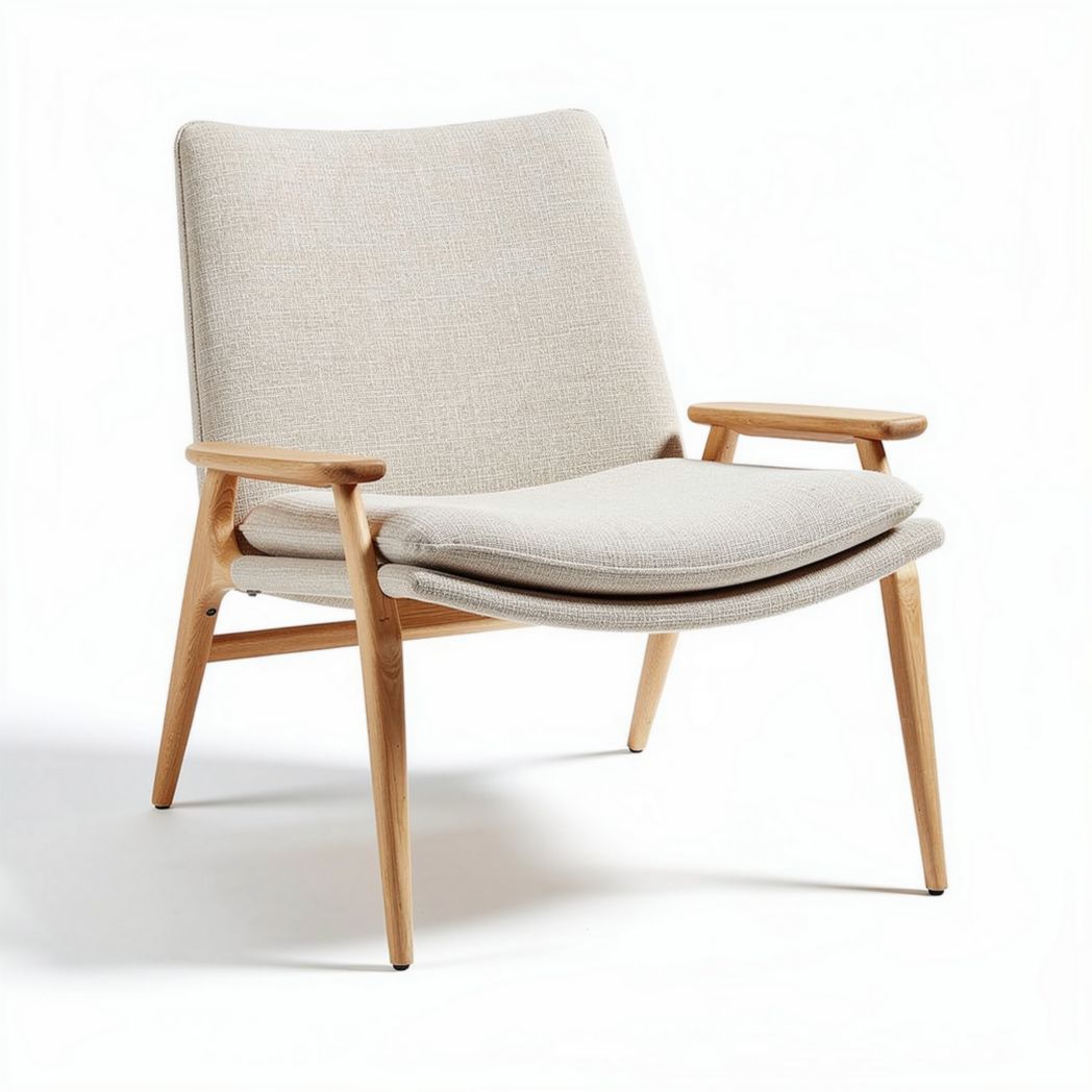 Natural rattan lounge chair with wooden frame for living room or patio
