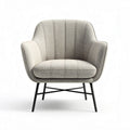 Modern armchair in textured fabric with black metal legs for living room use