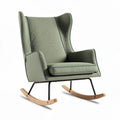 Rocking chair with green quilted upholstery and wooden rockers 85 x 75 x 100cm