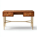 Wooden desk with black metal legs and storage drawer 120 x 60 x 75cm
