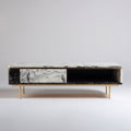 Wooden coffee table with storage drawer and two open shelves 120 x 60 x 40cm