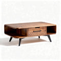 Wooden coffee table with storage drawer and geometric design 120 x 60 x 40cm
