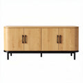 Bamboo sideboard with black metal legs and dimensions 150 x 40 x 70cm