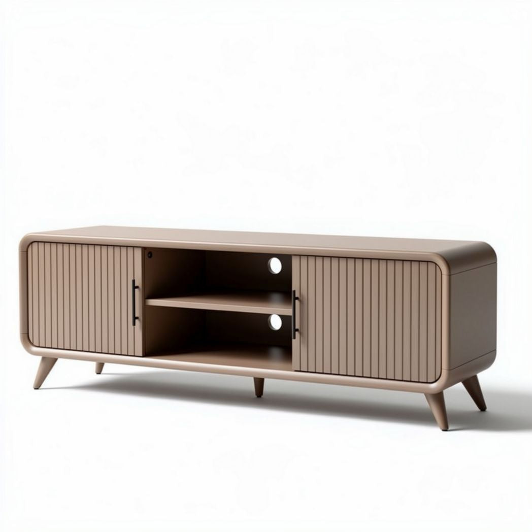 Modern TV stand with storage cabinets made of engineered wood in beige 120 x 40 x 50cm
