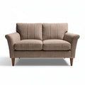 Two-seater loveseat sofa in beige fabric with wooden legs 150 x 80 x 85cm