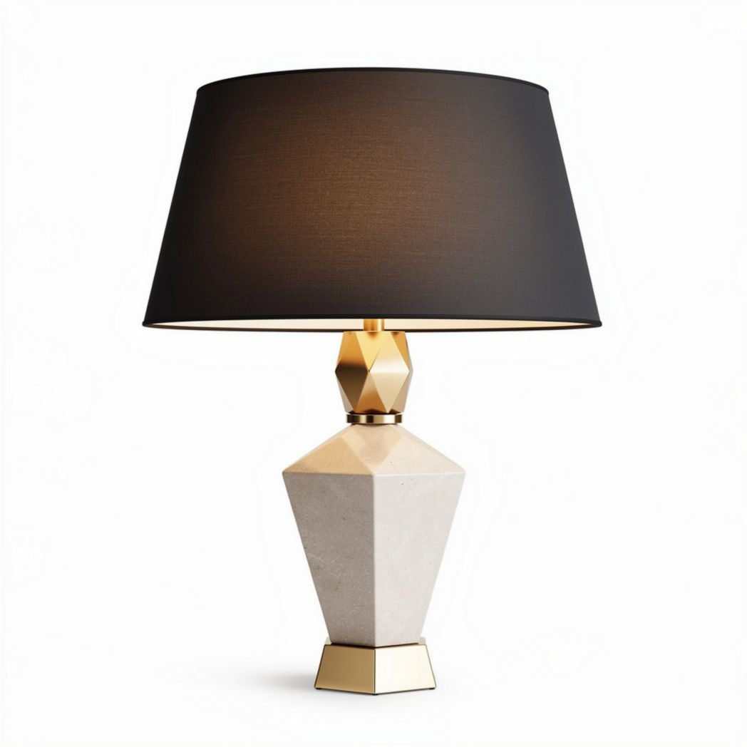 Geometric table lamp with black shade and concrete base 30 x 30 x 60cm