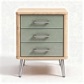 Wooden nightstand with three drawers in green and natural finish 40 x 40 x 60cm