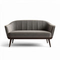 Two-seater modern sofa with upholstered gray fabric and wooden legs 150 x 70 x 80cm