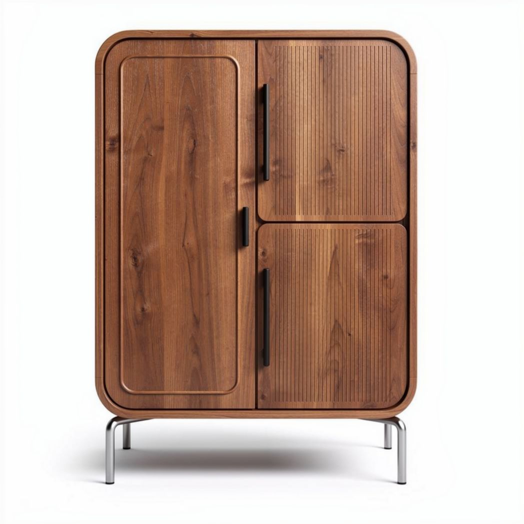 Wooden storage cabinet with two doors and steel legs 80 x 40 x 100cm