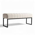 Upholstered bench in beige fabric with metal frame 120 x 40 x 45cm