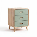 Wooden nightstand with three drawers in green and natural finish 40 x 40 x 50cm